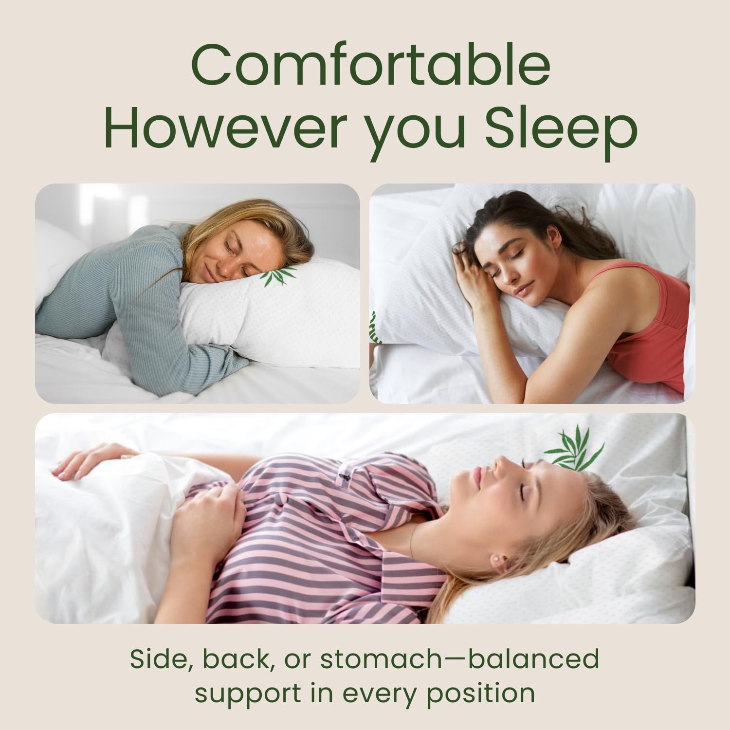 Sleepavo Memory Foam Pillows Queen Size Set of 2 - Cooling Bed
